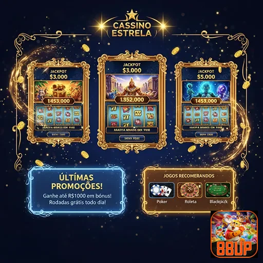 Imagem de jackpot no cassino Estrela, disponível no 88up, destacando prêmios e entretenimento.