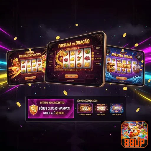 Uma variedade colorida de frutas da sorte representando a aventura da marca 88up.