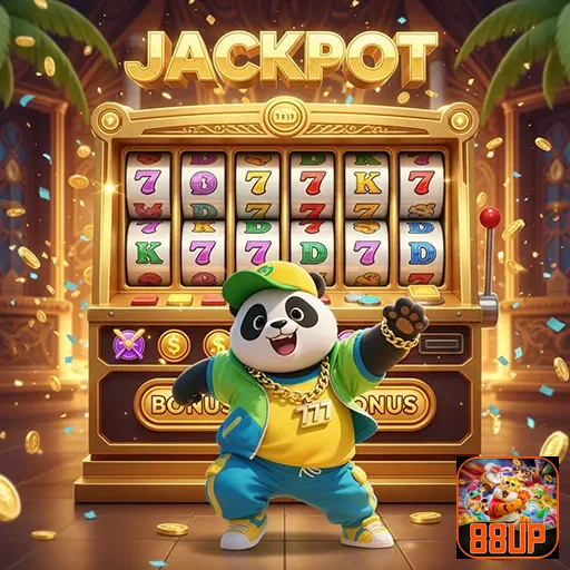 Imagem da máquina caça-níqueis Jackpot Panda no 88up, com panda e símbolos divertidos.