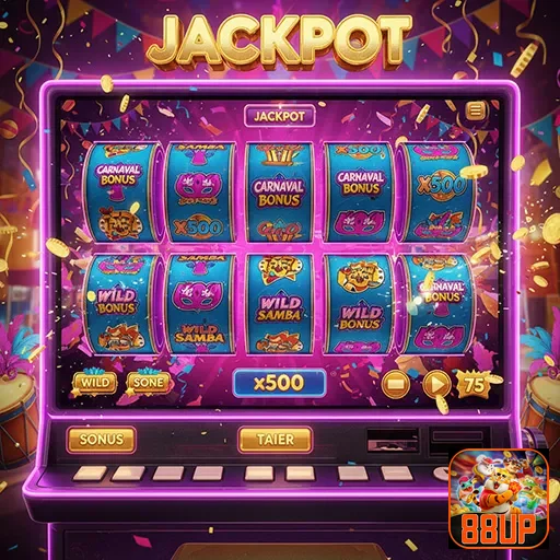 Imagem de caça-níqueis Jackpot no Carnaval do site 88up, repleto de cores e temática festiva.